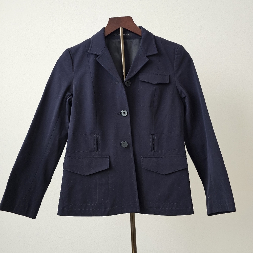 Theory  work office business casual business blue  jacket 3/4  cropped sleeve 4